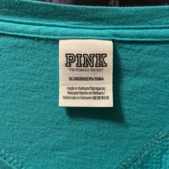 VICTORIA'S SECRET PINK T-Shirt MINT AQUA TEAL #86 BLING Sequined RARE HTF Sz XL - Picture 4 of 16